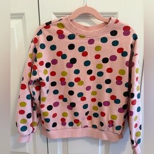 Hanna Andersson Pink Girls Sweatshirt with Multicolored Dots 6-7